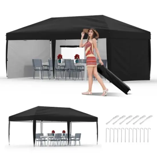 10x20 Pop Up Canopy Tent with 4 Sidewalls,Heavy Duty Outdoor Canopy with 3 Adjustable Height, Commercial Street Vendors Party Tents image {9}