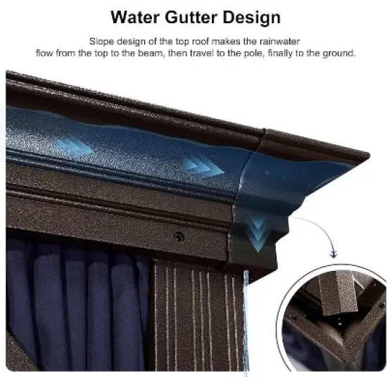 PURPLE LEAF Hardtop Gazebo Canopy with Netting and Curtains for Outdoor Deck Backyard Heavy Duty Metal Patio Permanent Pavilion image {5}