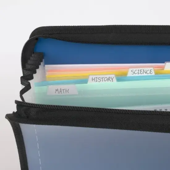 Five Star 7pkt Zipper Expanding File with Study App Pacific Blue: Expandable File Organizer, 7 Compartments, Polypropylene image {2}