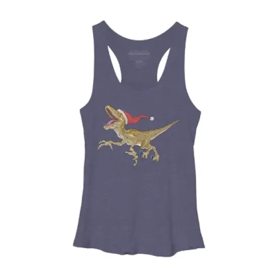 Women's Design By Humans Christmas Velociraptor By Ayota Racerback Tank Top image {4}