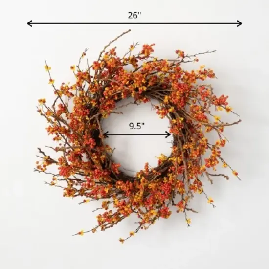 Sullivans Bittersweet & Berry Artificial Wreath 26"H Orange image {2}