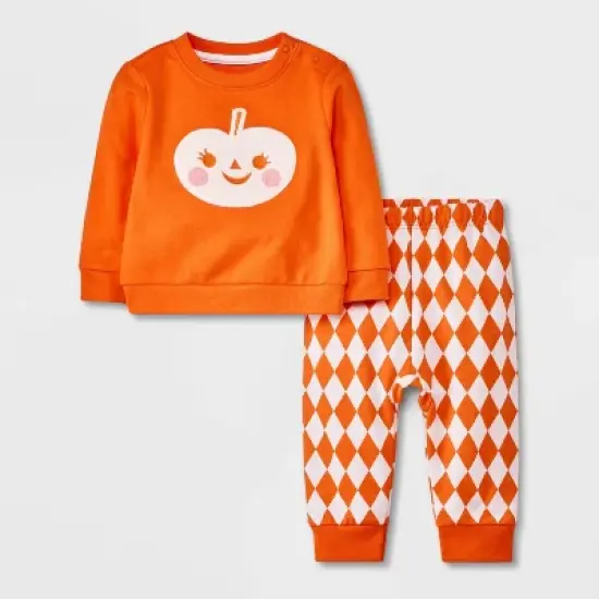 Baby Halloween Pumpkin Top & Pants Set - Cat & Jack&trade; Orange image {4}