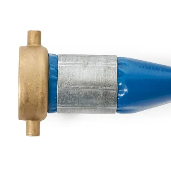 Apache 98138015 1.5" Diameter 50' Length 75 PSI Polyester-Reinforced PVC Lay Flat Pool Sump Pump Hose with Aluminum Pin Lug Connections, Blue (3 Pack) image {4}