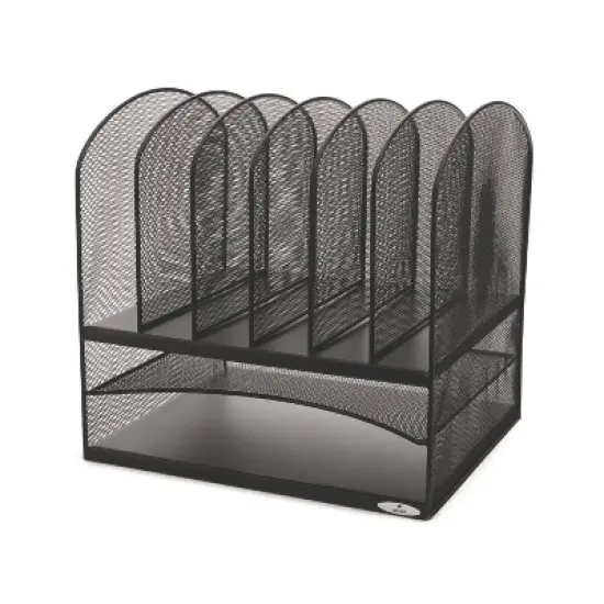 Safco Onyx Mesh Desk Organizer with Two Horizontal and Six Upright Sections, Letter Size Files, 13.25" x 11.5" x 13", Black image {1}