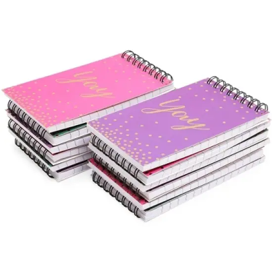 Paper Junkie 12-Pack Gold Foil Yay Confetti Spiral Lined Notebooks Journals (5.3 x 3 in, 50 Sheets, 3 Colors) image {5}