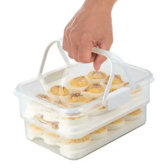SnapLock Collapsible Deviled Egg Carrier: Dishwasher-Safe, Polypropylene & Silicone, Food Transport Holder image {3}