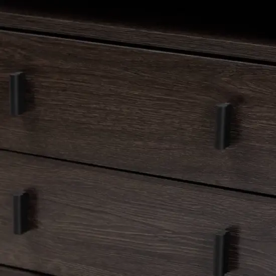 Glover Wood and Metal 2 Drawer Nightstand Brown/Gold - Baxton Studio image {5}