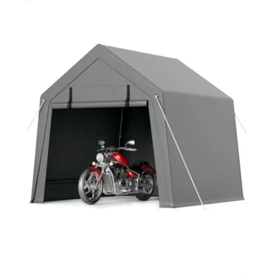 Portable Carport, Storage Shed with Heavy Duty Waterproof Tarp & 2 Roll-Up Zipper Doors, Ideal Tent for Motorcycles, Bikes, Garden Tools image {8}