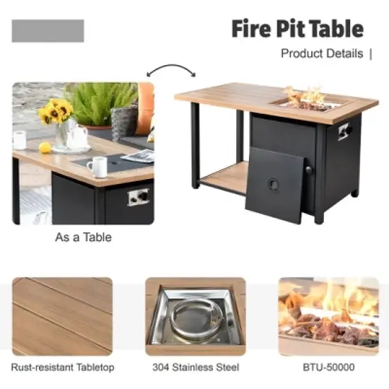 Ovios Tenaya 10pc Wicker Outdoor Patio Furniture Set Conversation Sofa with a Storage Fire Pit, Swivel Chairs and Cushions image {13}