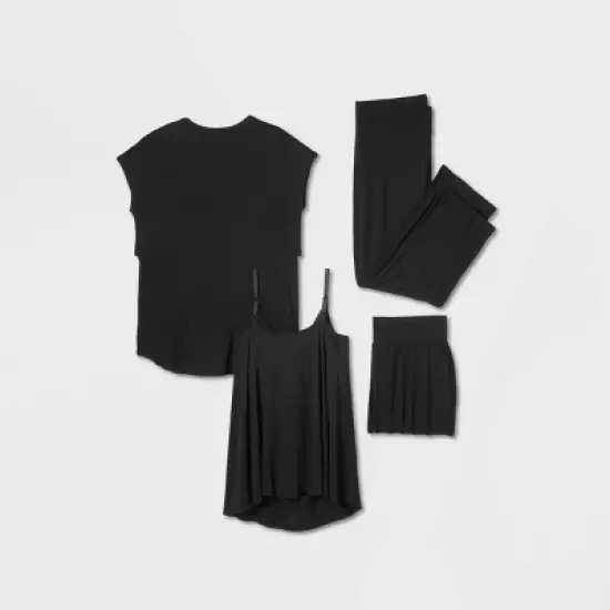 4pk Nursing Bundle Maternity Pajama Set - Isabel Maternity by Ingrid & Isabel&trade; Black image {1}
