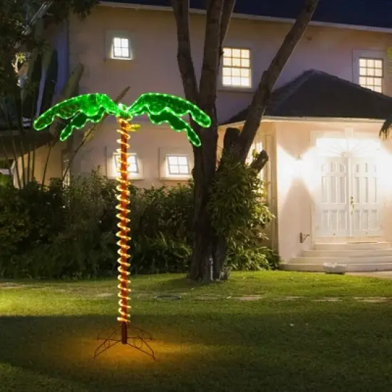 Costway 5ft Pre-lit LED Rope Light Palm Tree Hawaii-Style Holiday Decor w/ 198 LED Lights image {10}
