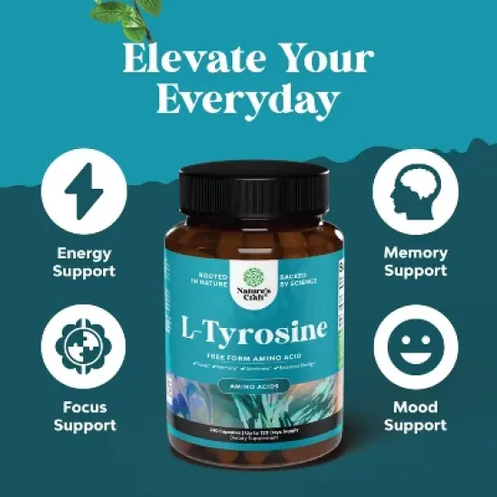 L-Tyrosine Capsule, High Strength L-Tyrosine Supplement for Mental Energy, Mood, Focus, Attention & Cognition, Nature's Craft, 240ct image {1}