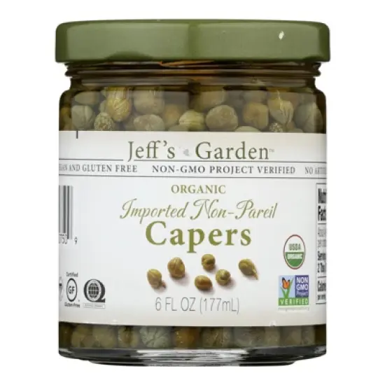 Jeff's Garden Organic Imported Non-Pareil Capers - Case of 6/6 oz image {1}