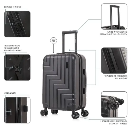 DUKAP Zahav Lightweight Hardside Carry On Spinner Suitcase - Black image {2}