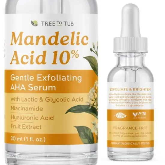 Tree To Tub Mandelic Acid Serum - 10% Gentle Exfoliating AHA Serum - Lactic & Glycolic Acid for Smoother Skin - Vegan Skincare for Men & Women image {10}