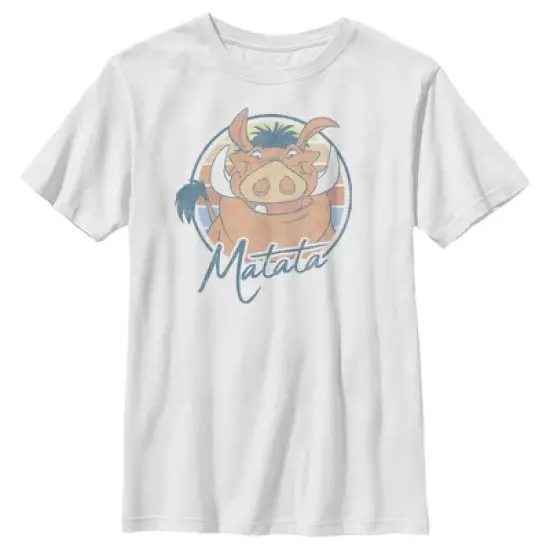 Boy's Lion King Retro Matata Pumbaa T-Shirt image {3}