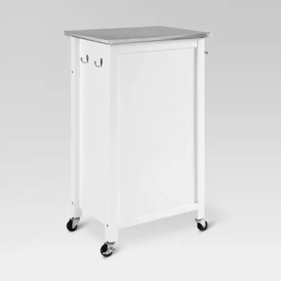 Savannah Stainless Steel Top Compact Kitchen Island Cart White - Crosley image {3}