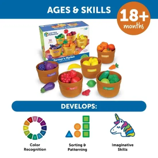 Learning Resources Farmers Market Sorting Set: Preschool Educational Math & Counting Kit with Plastic Cups image {6}