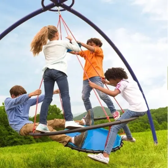 HearthSong - Large Vortex Spinning Ring Swing and Sky Dome Arched Stand Set for Kids Active Outdoor Play image {3}