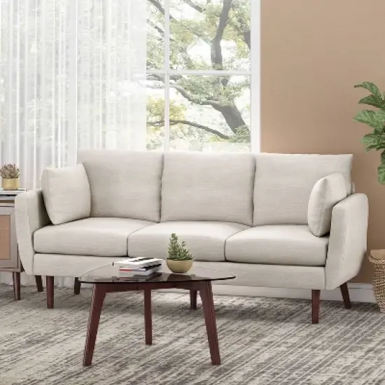 Feichko Contemporary Fabric Pillow Back 3 Seater Sofa - Christopher Knight Home image {1}