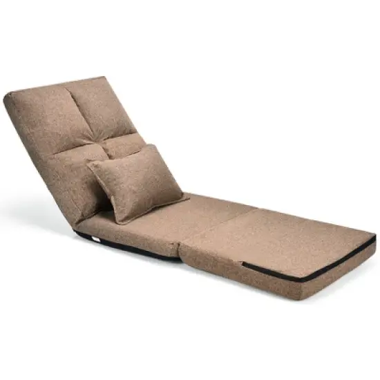 Costway Fold Down Chair Flip Out Lounger Convertible Sleeper Couch Futon Bed w/ Pillow image {8}