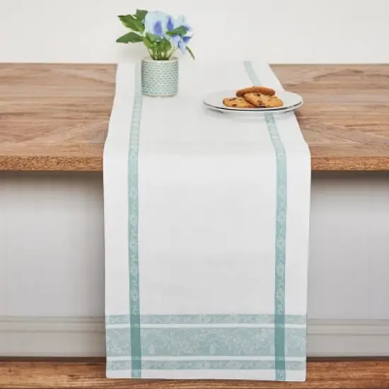 C&F Home Rose Trellis Jacquard Sea Glass Table Runner 13" x 72" image {2}