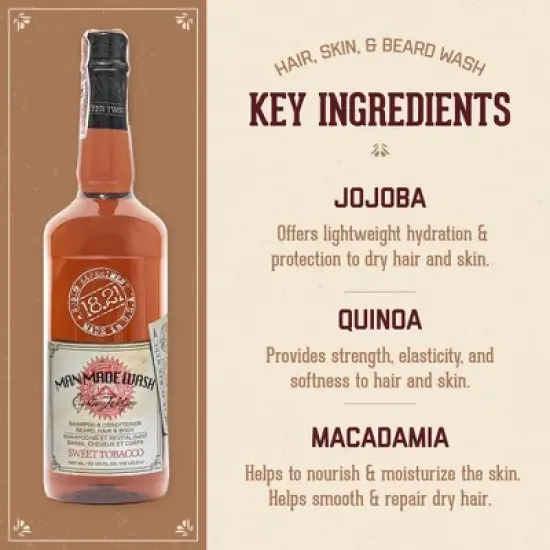 18.21 Man Made Sweet Tobacco 3-in 1 Mens Shampoo+Conditioner+Body Wash, 32 oz image {2}