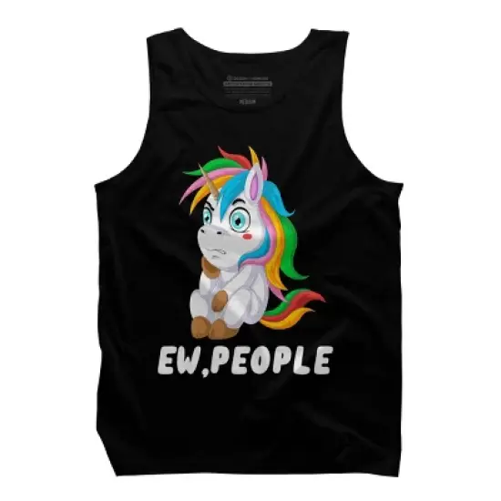 Men's Design By Humans Ew, People Unhappy Unicorn By ZeusSE Tank Top image {2}