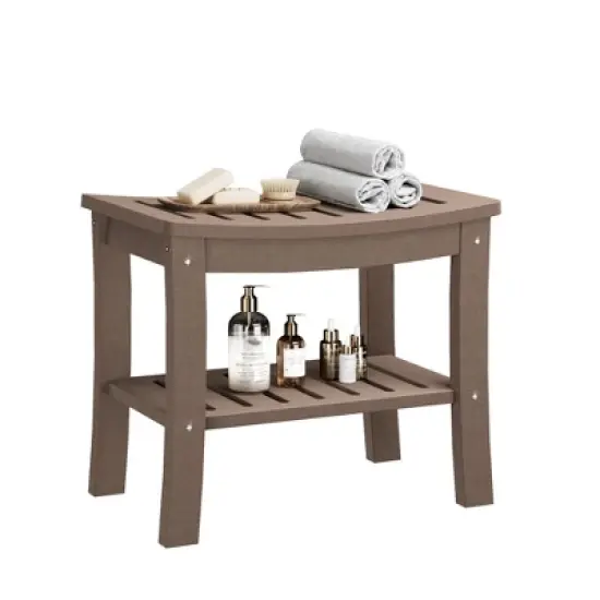 HDPE Shower Bench with Storage Shelf,Waterproof Shower Seat Stool Chair for Bathroom Bathtub,Non-Slip Spa Stool image {8}