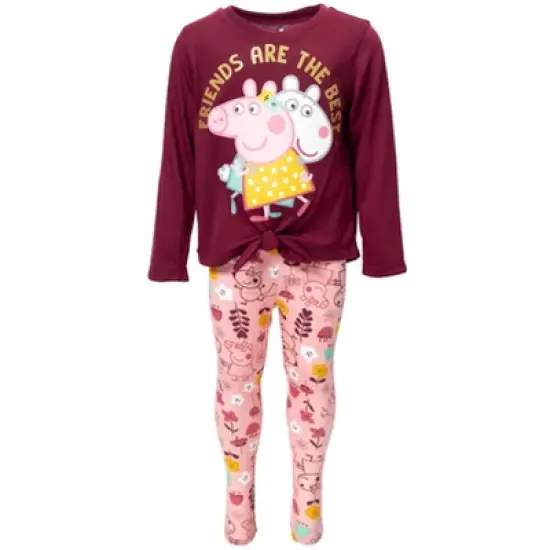 Peppa Pig Pullover Long Sleeve Graphic T-Shirt & Leggings Pink/Purple  image {3}