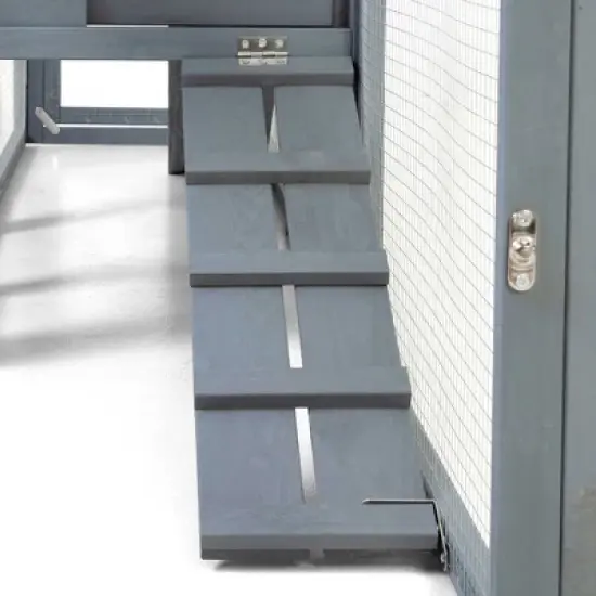 Resenkos 2-Story Rabbit Home, Dual Run Bunny Shelter, Weatherproof Guinea Pig Cage, Resting Area, PC Roof, Gray With Colorful Patterns image {4}