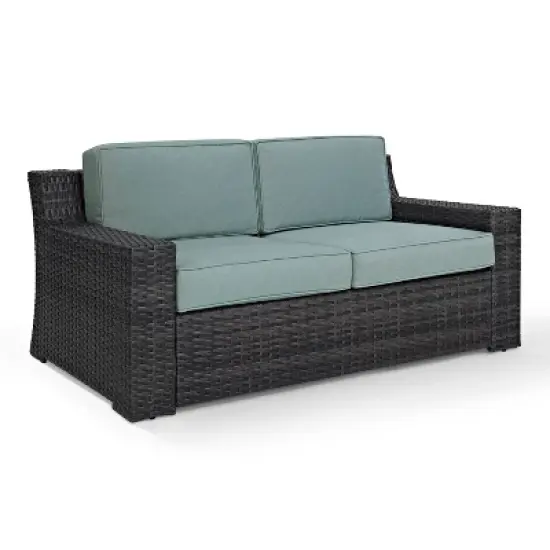 Beaufort Outdoor Wicker Loveseat - Mist - Crosley image {6}