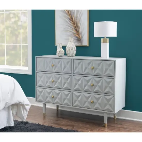 6 Drawer Geo Textured Dresser - Linon image {11}