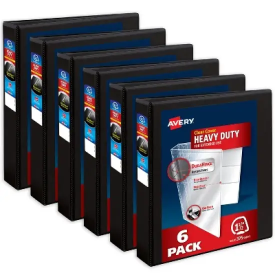 Avery Heavy-Duty Binders, 1.5" Slant Rings, Black (6-Pack of 79097) image {6}