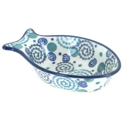 Blue Rose Polish Pottery E26 Ceramika Artystyczna Small Fish Dish image {2}