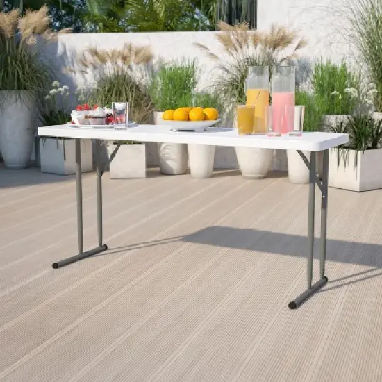 Flash Furniture 5-Foot Granite White Plastic Folding Training Table image {1}