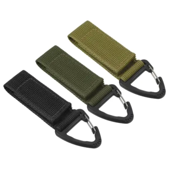 Unique Bargains Belt Keeper Key Clip Set Nylon Webbing Buckle Keychain Black Green Khaki 3Pcs image {6}