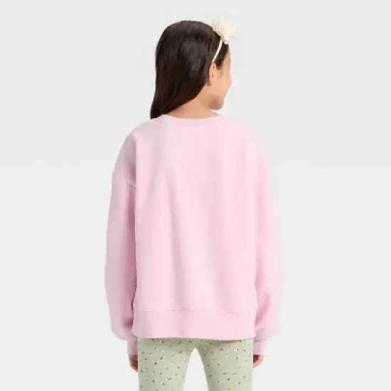 Girls' Wicked Emerald City Fleece Crewneck Graphic Sweatshirt - Light Pink image {2}