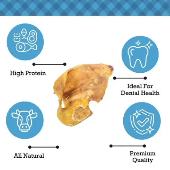 Country Living Whole Pig Ears Dog Treats - 100% Natural, Premium Pork Chews for Dental Care - 15-Pack image {2}