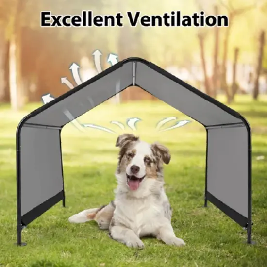 Costway Outdoor Dog Shade Shelter for Small Medium Large Breeds Pet House with Metal Frame image {6}