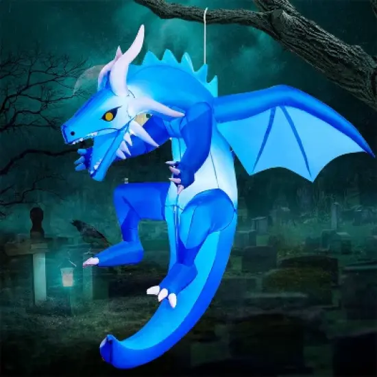 Joyfy 5 FT Halloween Inflatable Outdoor Decorations, Hanging Flying Dragon with Built-in LED for Halloween Yard Lawn Patio Outdoor Indoor Decoration image {10}