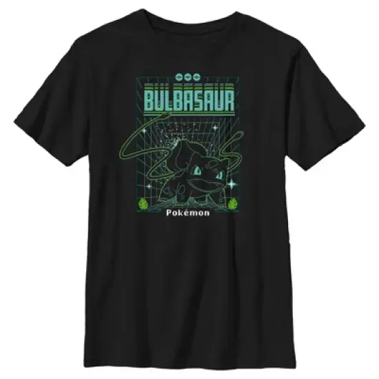 Boy's Pokemon Bulbasaur Retro Grid T-Shirt image {4}