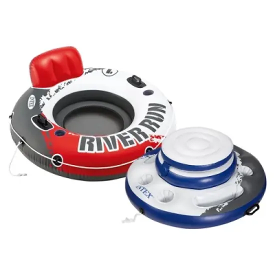 Intex River Run 1 Water Inflatable Tube Raft & Mega Chill Inflatable Cooler image {1}