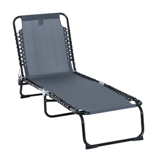 Outsunny Outdoor Folding Chaise Lounge Chair Portable Lightweight Reclining Garden Sun Lounger with 4-Position Adjustable Backrest for Patio, Deck, and Poolside image {7}