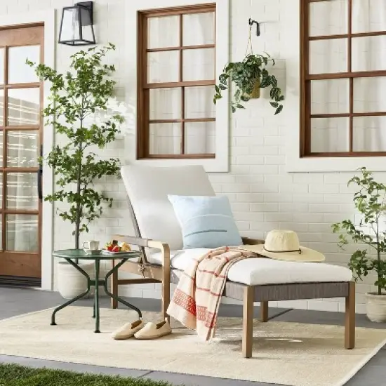 Wood & Rope Outdoor Patio Adjustable Chaise Lounge - Hearth & Hand&trade; with Magnolia: Pool Lounge Chair, Weather-Resistant image {1}