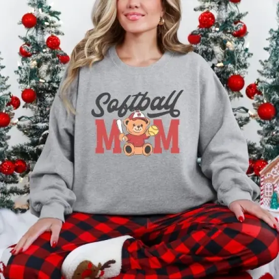 Simply Sage Market Softball Mom Teddy Bear Sweatshirt image {7}