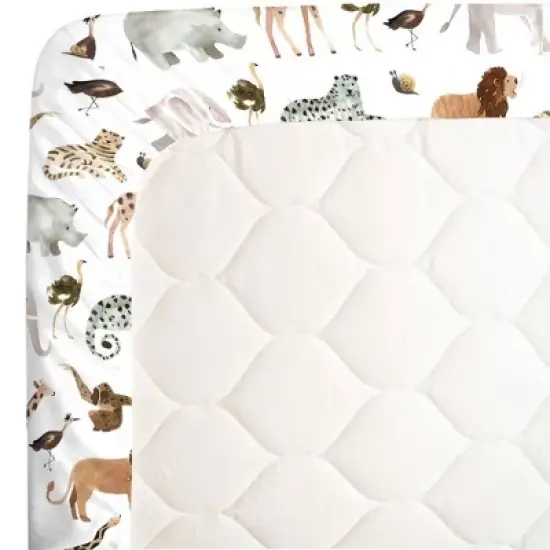 NoJo Watercolor Jungle Friends Mini Crib Sheet image {3}