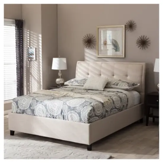 Queen Lea Modern And Contemporary Mix - Linen Storage Platform Bed - Baxton Studio image {7}