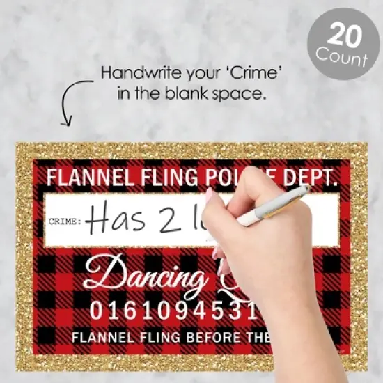 Big Dot of Happiness Flannel Fling Before the Ring - Party Mug Shots - Photo Booth Props Buffalo Plaid Bachelorette Party Mugshot Signs - 20 Count image {1}