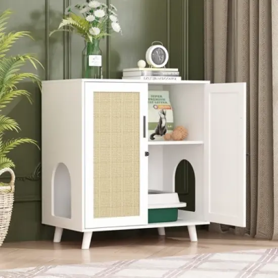 FUFU&GAGA Cat Cabinet Organiser Sisal Cabinet Doors Safe and Natural image {14}